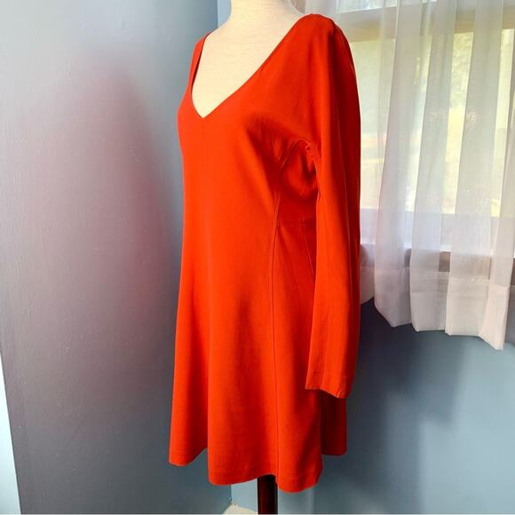 Diane von Furstenberg Red V-Neck Fit and Flare Dress - Picture 3 of 7